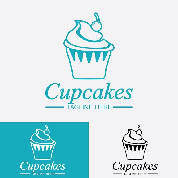 Cupcake Logo diseño vector plantilla Cupcakes panadería icono