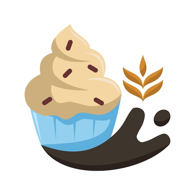 Cupcake panadería trigo personas logo icono ilustración marca identidad