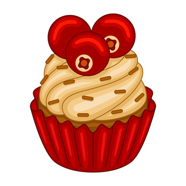 Cupcakes de arándanos en ilustración vectorial