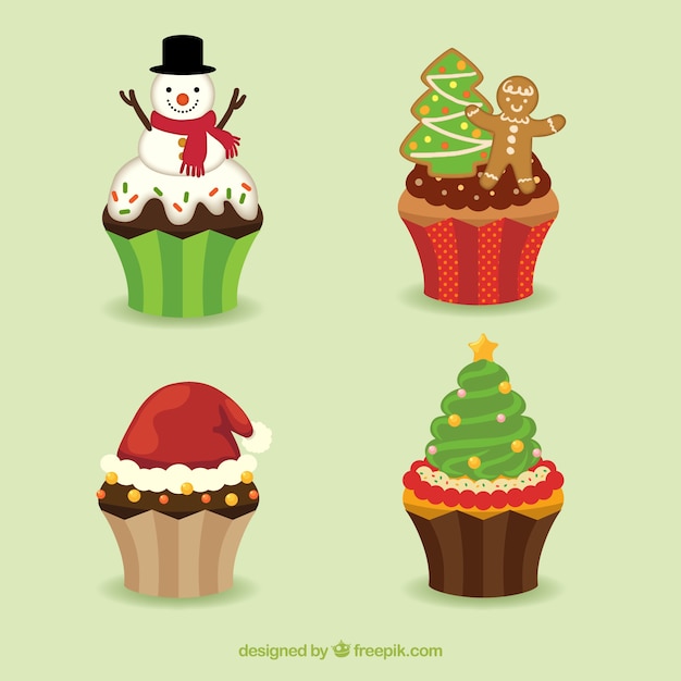 Vector cupcakes de navidad