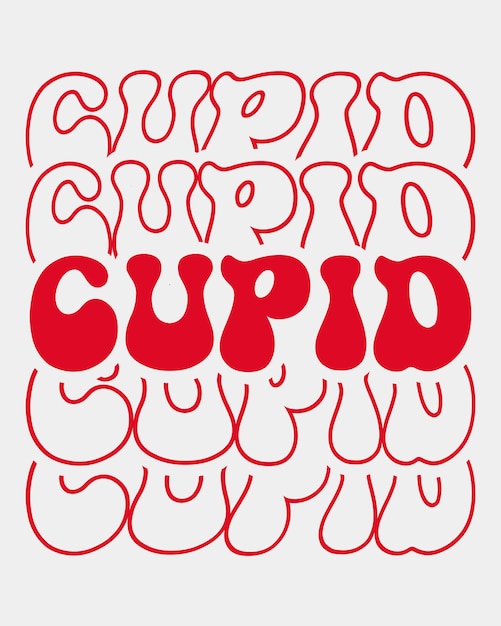 Cupido Amor cita retro ondulado maravilloso repetir texto Tipografía reflejada svg sobre fondo blanco