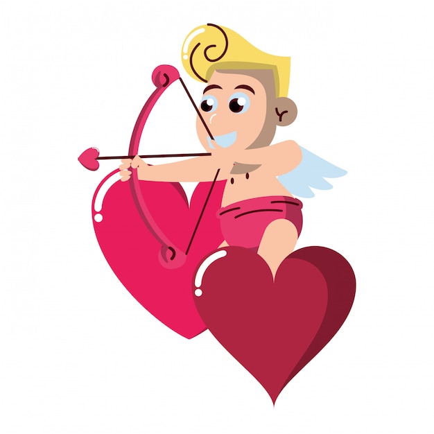 Cupido en corazones con arco