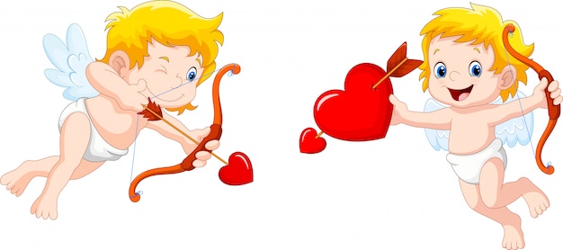 Cupido gracioso con arco y flecha