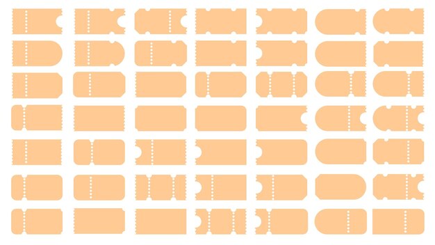 Cupones de lotería de boletos de concierto de plantilla de boleto en blanco de conjunto de vectores