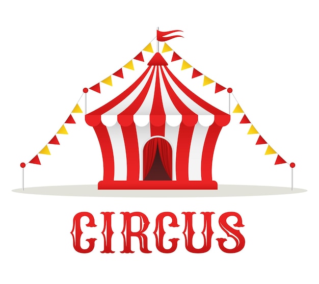 Cúpula de circo y inscripción Clipart vectorial aislado sobre fondo blanco