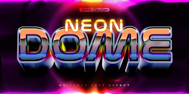 Cúpula de neón con efecto de texto editable retro brillante Y2K