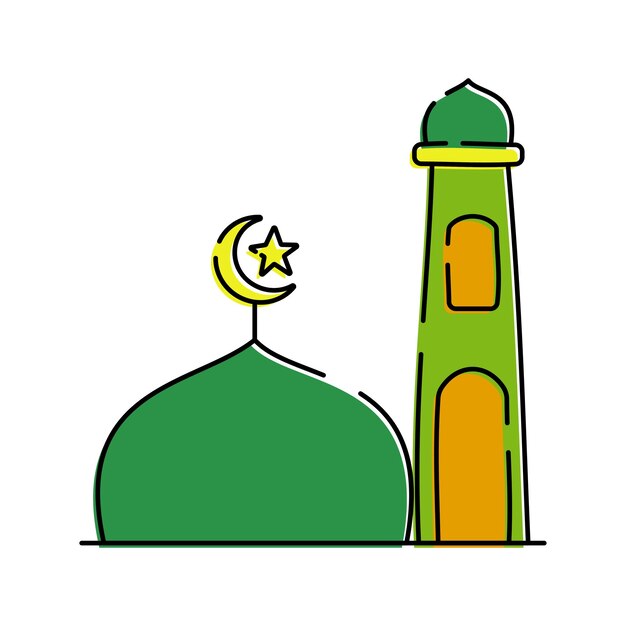 Una cúpula verde de una mezquita con una media luna que representa los lugares de culto islámicos
