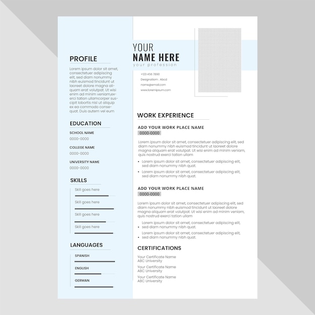 Currículum minimalista o plantilla de cv