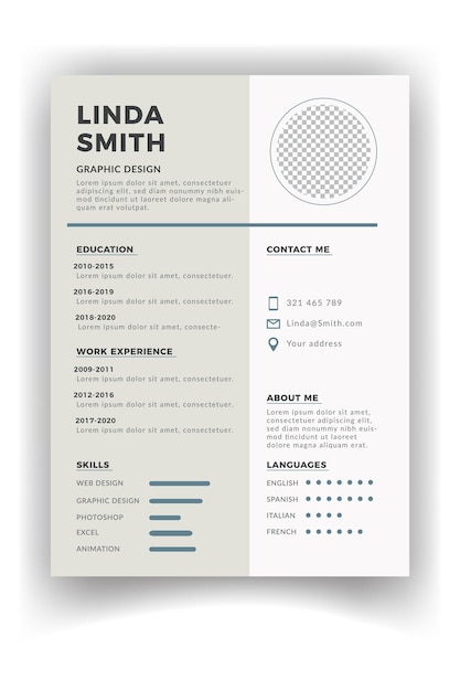 Vector currículum de plantilla simple minimalista moderno para el plan de estudios