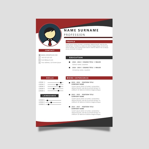 Curriculum vitae con color rojo