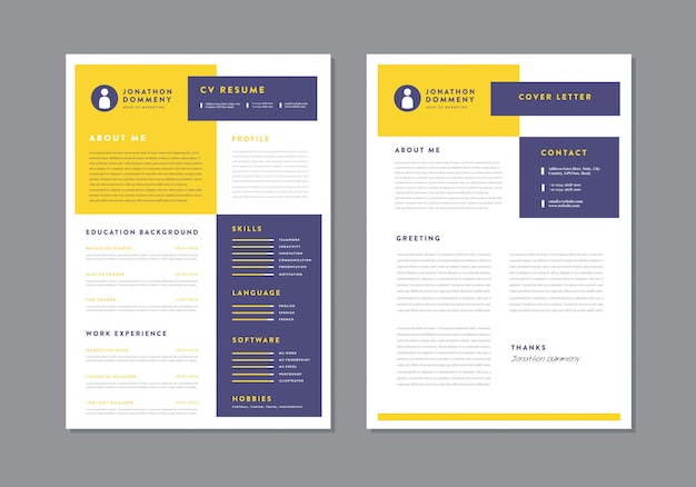Curriculum vitae CV Diseño de plantilla de currículum | Detalles personales para la solicitud de empleo