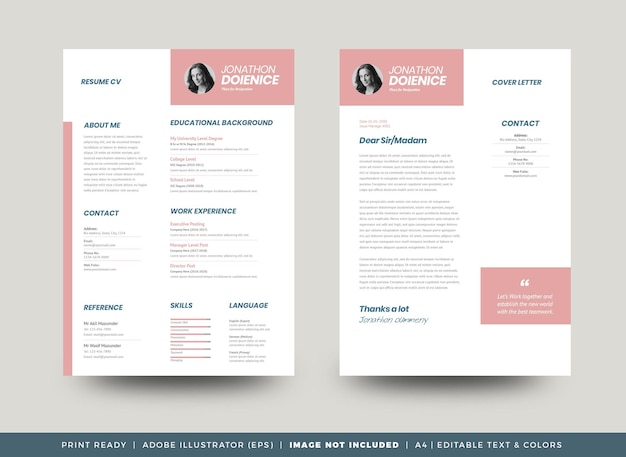 Curriculum vitae CV Diseño de plantilla de currículum vítae o detalles personales para la solicitud de empleo