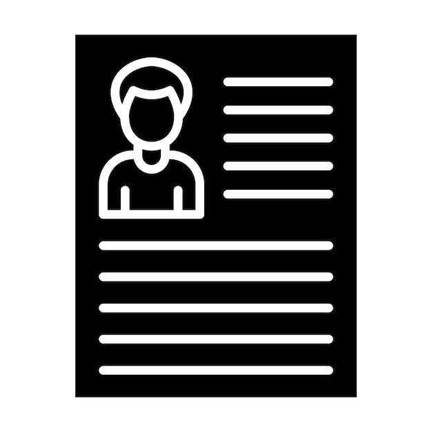 Curriculum Vitae Glyph Ilustración en negro sólido