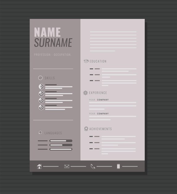 Vector curriculum vitae gris