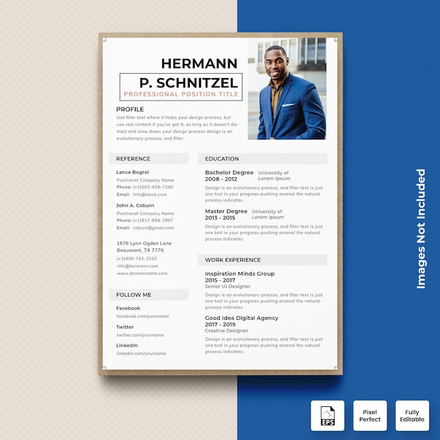 Curriculum vitae profesional CV plantilla Vector Premium