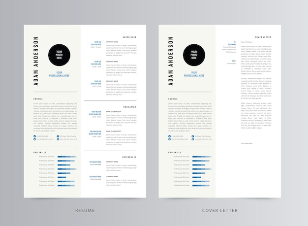 Currículum vitae simple o CV y plantilla de carta de presentación