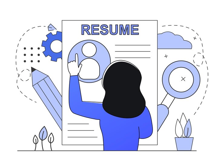 Vector curriculum vitae para el trabajo mujer crear cv para nuevo trabajo mujer joven buscar trabajo estilo de esquema plano