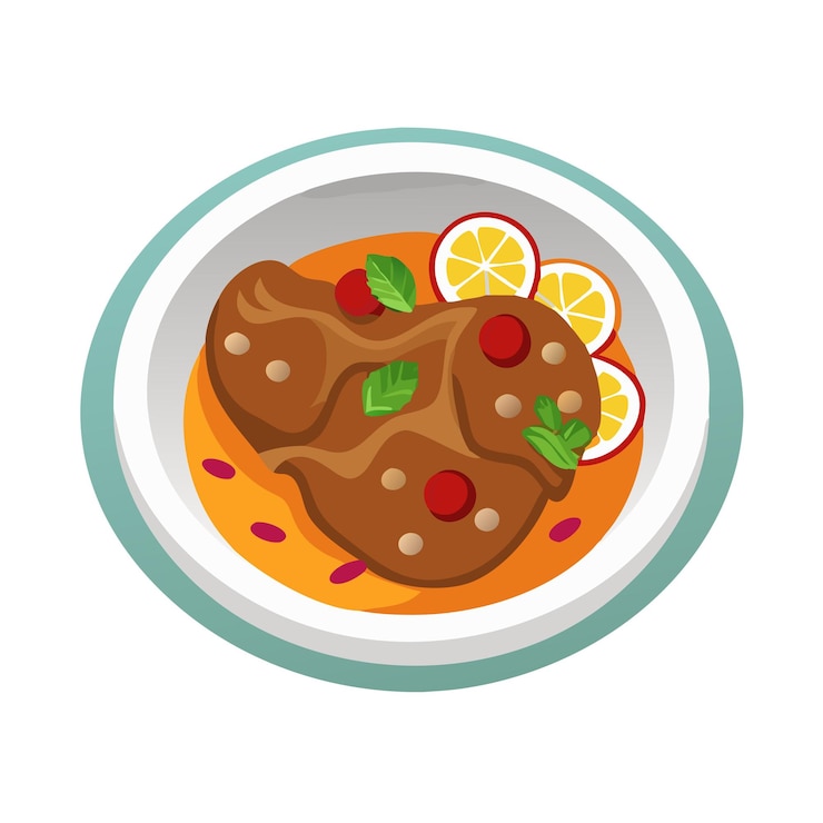Vector curry de carne de cordero mughlai salado para las comidas familiares