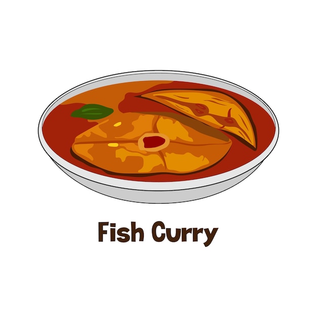 Curry de pescado vector comida bengalí