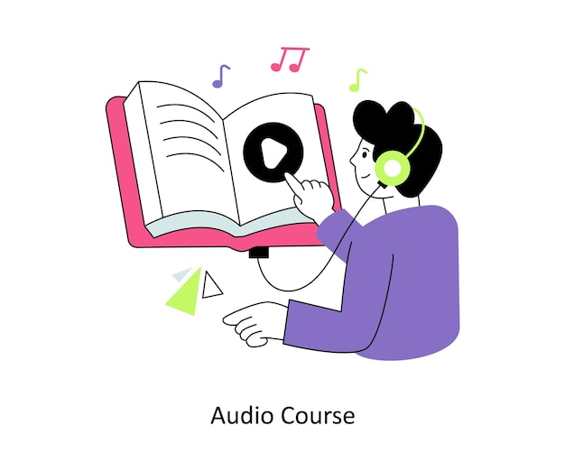 Curso de audio Diseño de estilo plano Ilustración vectorial Ilustración de stock