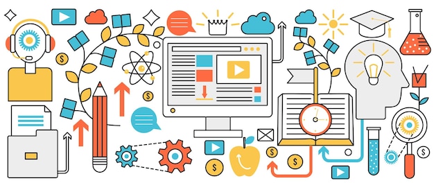 Curso en Internet de aprendizaje electrónico de conocimientos tecnológicos de educación en línea a partir de libros de bibliotecas abiertas