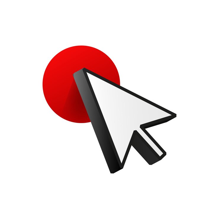 Vector cursor blanco para la computadora haga clic en el icono de flecha del botón rojo para el escritorio