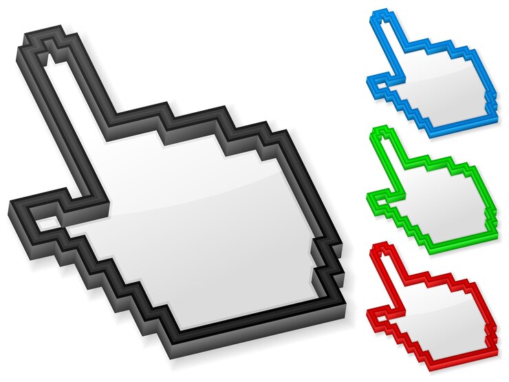 Vector cursor de computadora de mano 3d