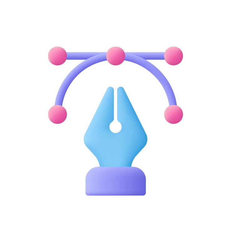 Vector cursor de la herramienta pluma los puntos de control de la curva software de diseño gráfico icono de vector 3d estilo minimalista de dibujos animados