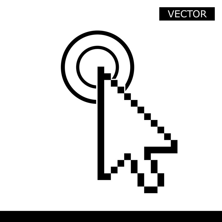 Vector el cursor de la mano y el icono del dedo índice hacen clic en la ilustración vectorial en movimiento