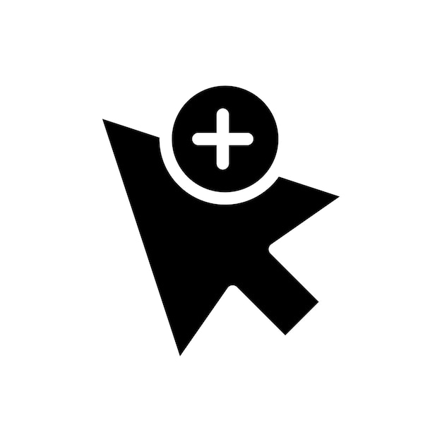 Cursor más icono aislado en fondo blanco