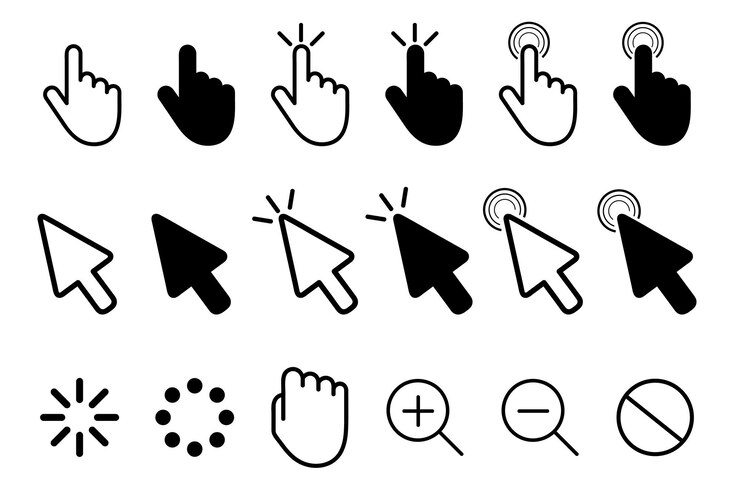 el cursor del ordenador hace clic en el vector del icono
