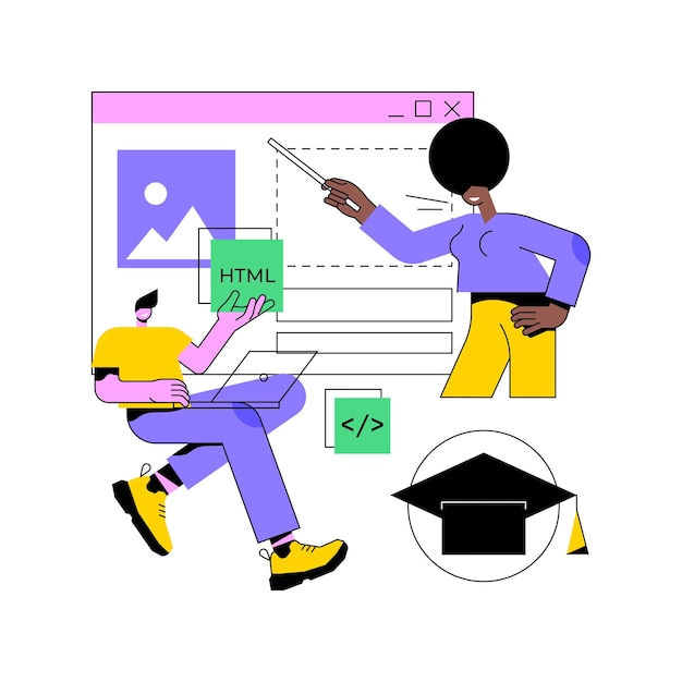 Cursos de desarrollo web concepto abstracto ilustración vectorial