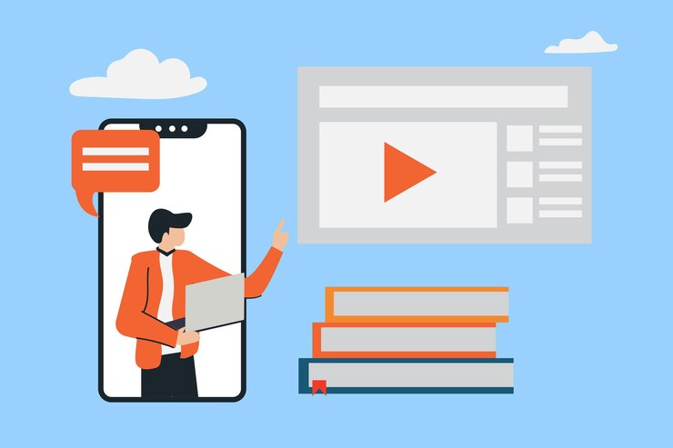 Vector cursos en línea como concepto de educación a distancia