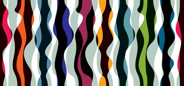 Curva artística líneas de patrones sin fisuras, fondo de vector colorido abstracto. Utilizable para tela, papel tapiz, envoltura, web e impresión. Diseño de moda vertical.