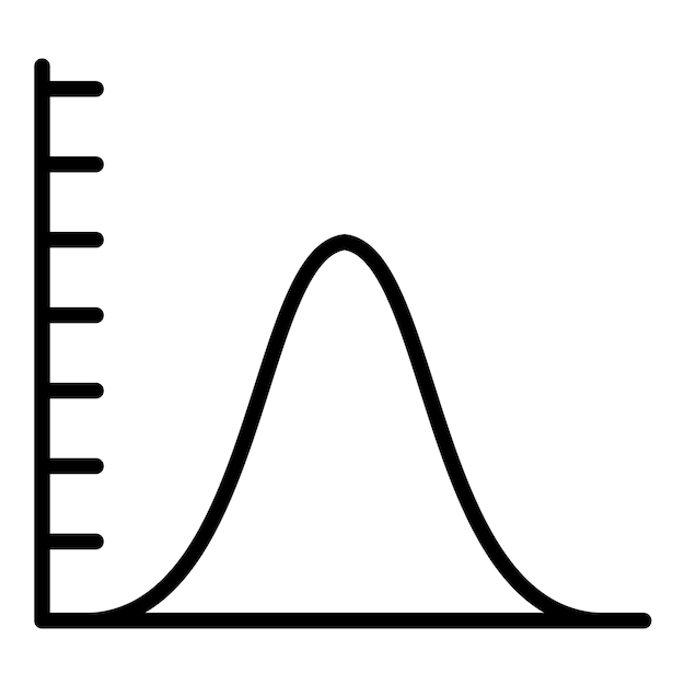 Curva de campana en el estilo de ilustración de vectores de gráficos
