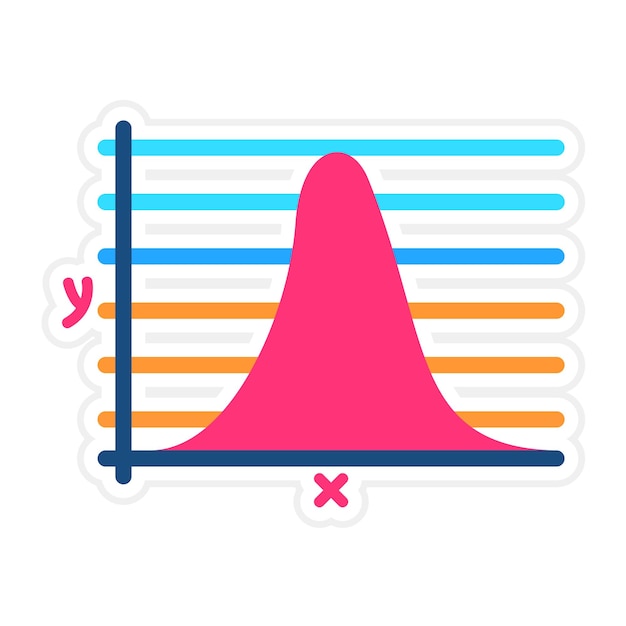 La curva de campana en el icono vectorial del gráfico se puede utilizar para el conjunto de iconos de infografías