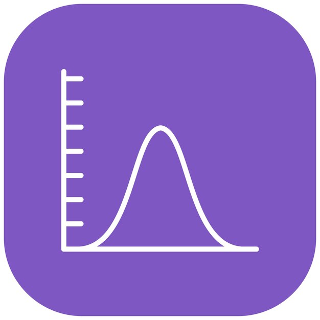 La curva de campana en el icono vectorial del gráfico se puede utilizar para el conjunto de iconos de infografías