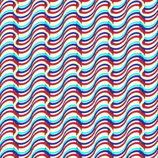 La curva diagonal ondulada geométrica raya el modelo inconsútil de la tela de la línea que brilla intensamente en el fondo blanco.