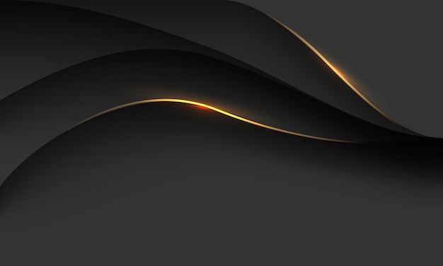 Curva de línea dorada abstracta en el diseño de superposición de sombras negras vector de fondo de lujo futurista moderno