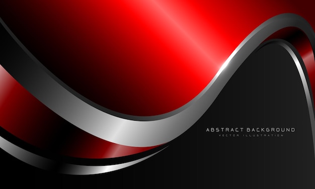 Curva metálica roja abstracta con línea plateada vector de fondo futurista de lujo moderno gris oscuro