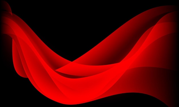 Curva de onda roja abstracta en ilustración de vector de fondo futurista de lujo moderno diseño negro