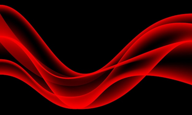 Curva de onda roja brillante abstracta superpuesta en el vector de fondo de diseño creativo de lujo negro