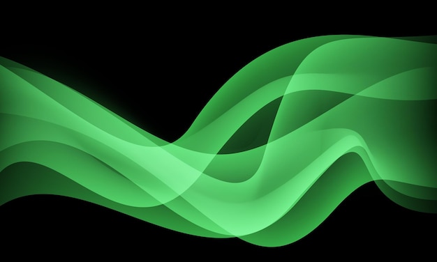 Curva de onda verde abstracta en ilustración de vector de fondo futurista de lujo moderno diseño negro