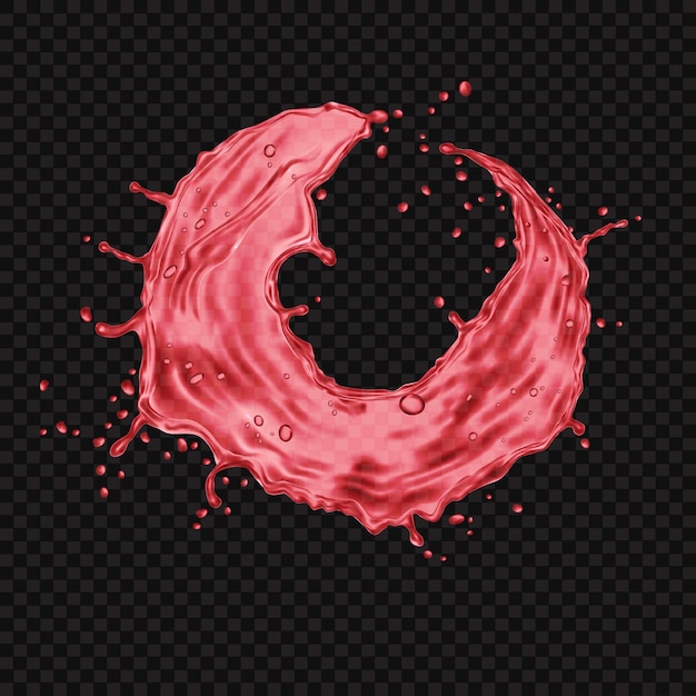 Curva realista de salpicaduras de agua roja en la ilustración vectorial de fondo a cuadros oscuros