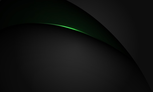 La curva de la sombra negra verde abstracta se superpone en la geometría gris oscuro con el diseño del espacio en blanco vector de fondo de lujo moderno