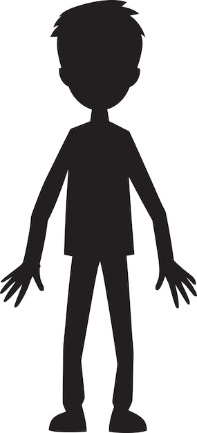 Las curvas cómicas Icono de Stickman Negro en elegante monocromo Perfección juguetona Logotipo de Sickman Doodle en Chi