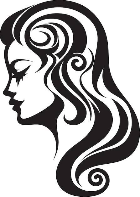 Curvas elegantes Diseño vectorial elegante de cara de mujer negra Obsidiana Obsesión Refinada Abstracta Cara de mujer