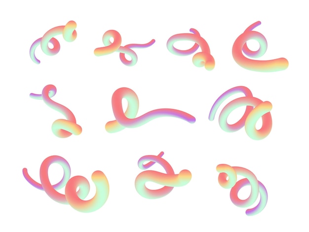 curvas de fluidos abstractas en diferentes formas línea de mezcla de gradiente elementos de diseño creativos