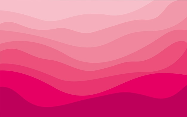 Las curvas rosadas de las olas del mar van desde un estilo de diseño de fondo vectorial suave a oscuro