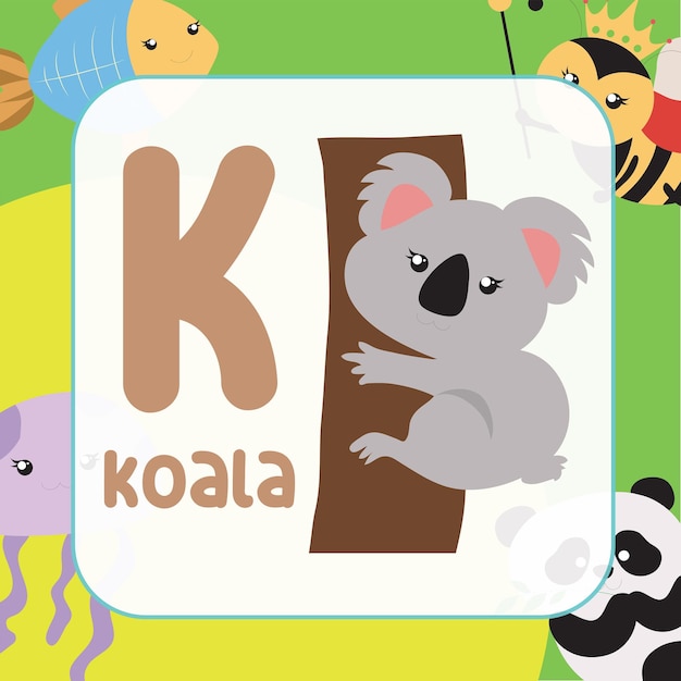 Cute Animal Flashcard para niños. Listo para imprimir. Tarjeta educativa para preescolar. Archivo vectorial.